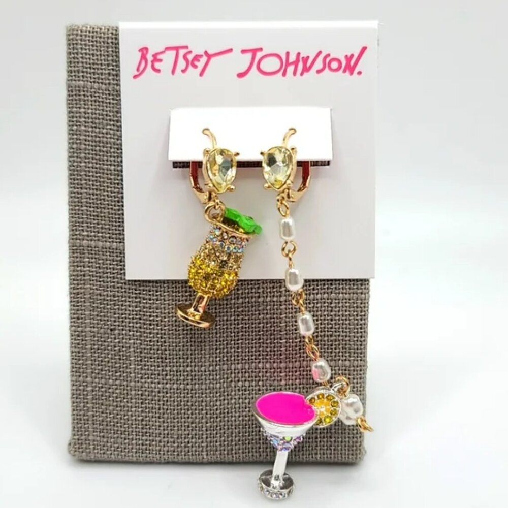 Betsey Johnson Gold Tropical Cocktail Earrings